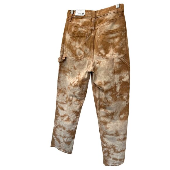 PAC SUN~ Women’s Tie-Dye Carpenter Pants Brown High-Waist Straight Leg Casual - Picture 9 of 16